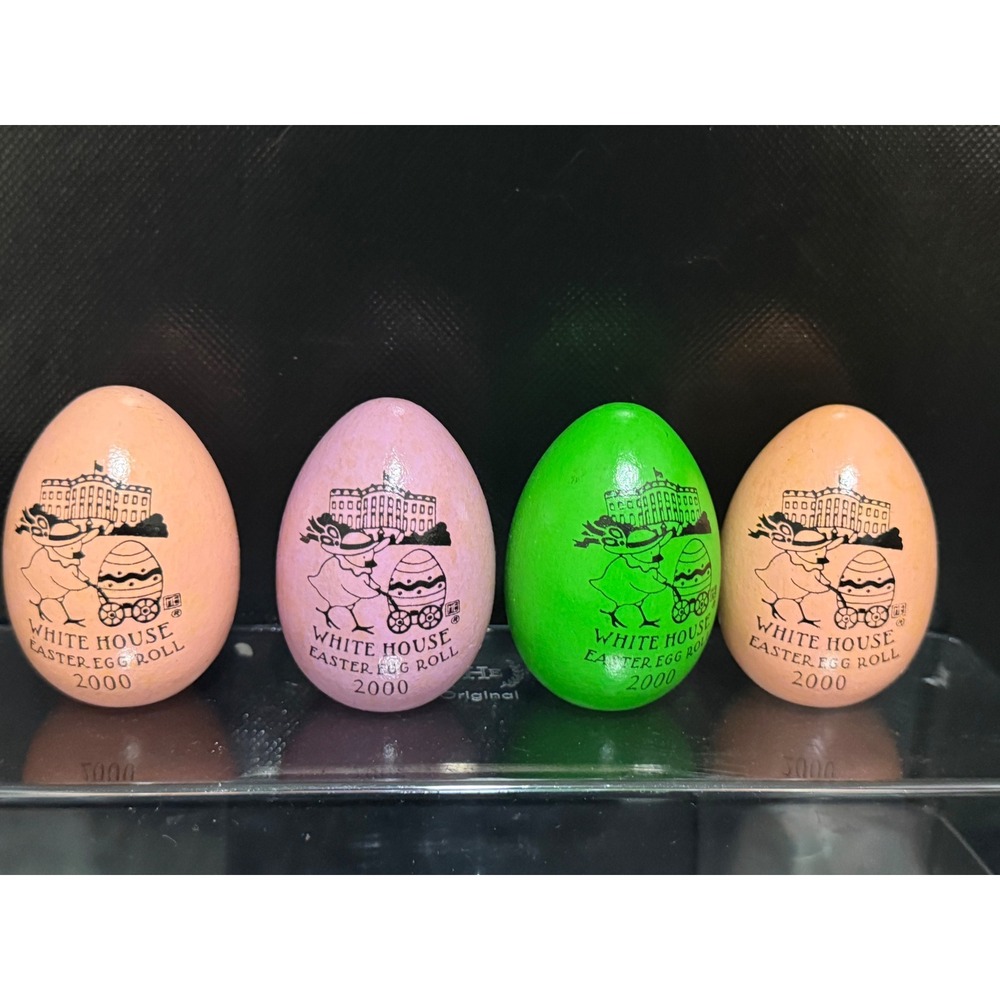 White House Easter Egg Roll 2000 Commemorative Wooden Eggs Set of 4